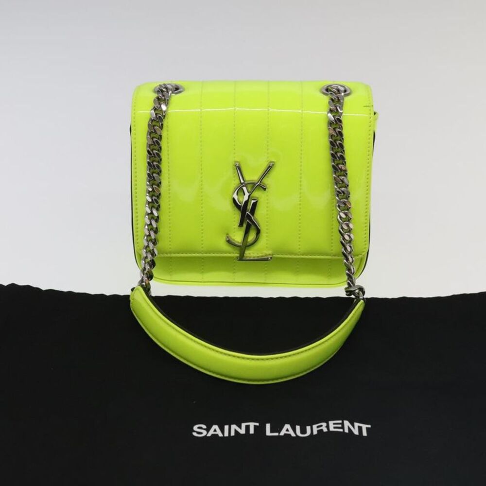 Saint Laurent Vicky Green Patent Leather Shoulder Bag (Pre-Owned) - Picture 11 of 16